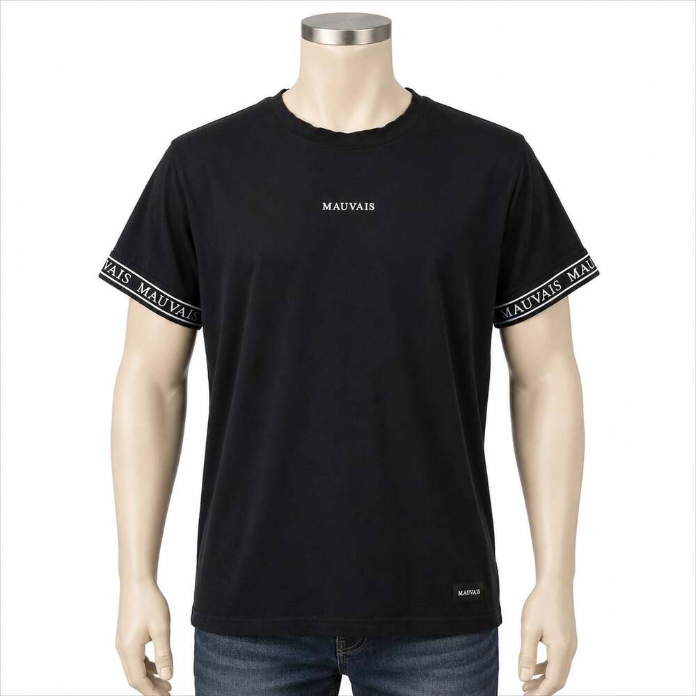 Mauvais Logo T-Shirt Branded Trim Short Sleeve Tee XL Black